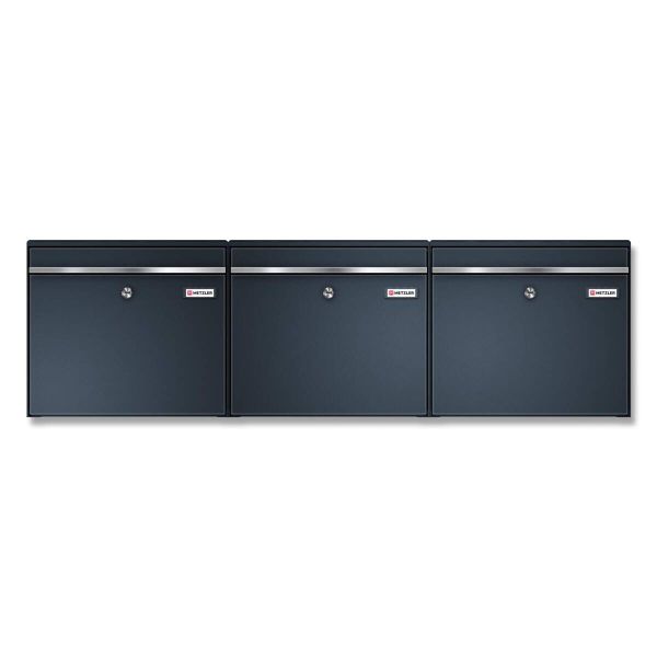 Metzler dreifach Briefkasten "ROMAN" horizontal mit austauschbarem Namensschild