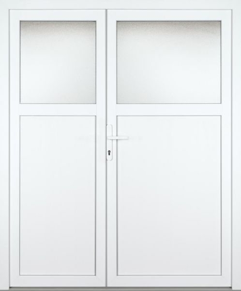 Kunststoff-Aluminium Nebeneingangstür &quot;ANTONIA-M&quot; 74 mm 2-flügelig Doppeltür asymmetrisch