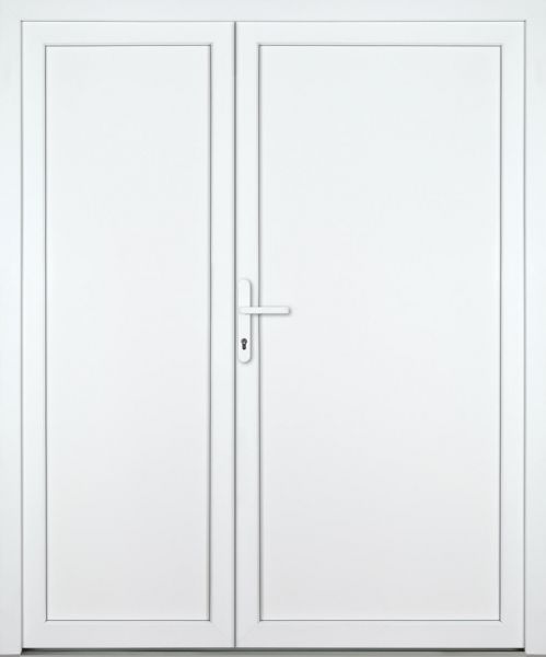 Kunststoff-Aluminium Nebeneingangstür &quot;DIANA-M&quot; 74 mm 2-flügelig Doppeltür asymmetrisch