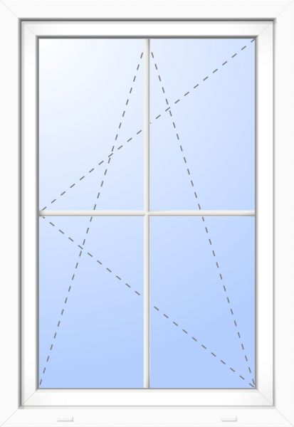 Kunststoff Fenster &quot;EMIL-Q&quot; 71 mm 2-fach Verglasung Dreh-Kipp 1-flügelig 4 Sprossenfelder