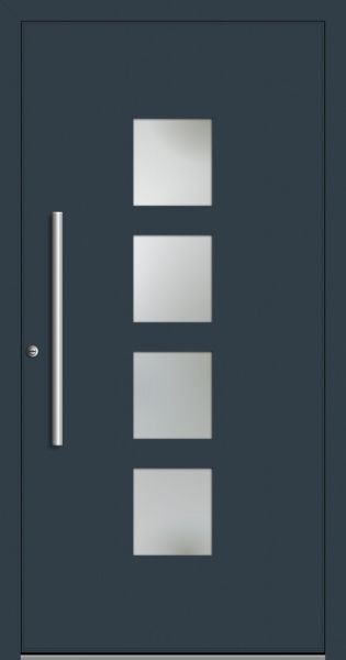 Aluminium Haustür "DORA" 60mm flügelüberdeckend RC2 (107 cm (B) x 190 cm (H), NEUWERTIG, B-Ware)