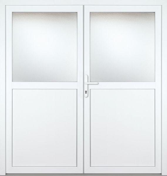 Kunststoff-Aluminium Nebeneingangstür &quot;PAULA-M&quot; 74 mm 2-flügelig Doppeltür symmetrisch