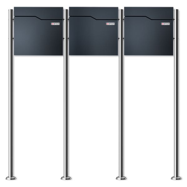 Metzler dreifach Standbriefkasten "HOFFMANN" Mehrfamilienhaus mit austauschbarem Namensschild