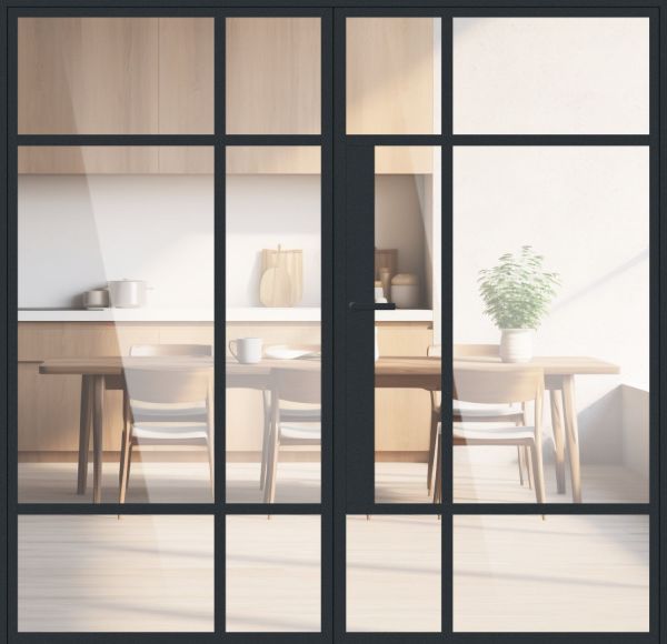 Aluminium-Glas Lofttür "DIEGO" Drehtür 2-flügelig