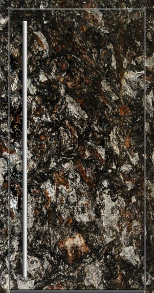 Außenansicht Aluminium-Stein-Tür Cosmic Gold innen öffnend DIN links